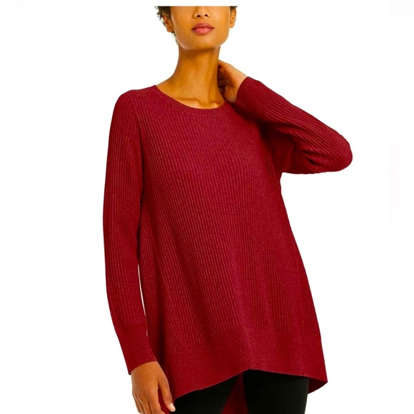 238.00 NWT EILEEN FISHER M RESPONSIBLE MERINO WOOL TOP/SWEATER TART CHERRY - Picture 2 of 5